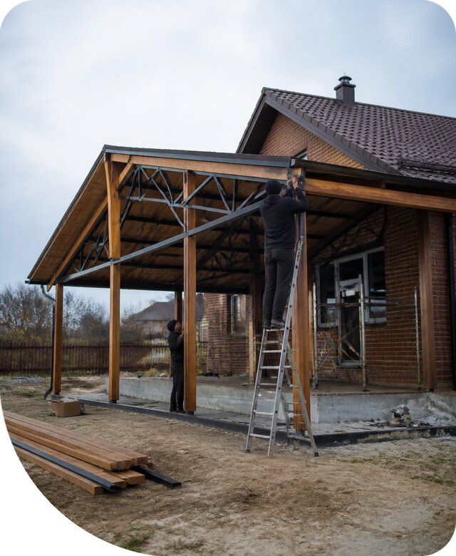 Пристройка навеса к дому и участку в Рассказове под ключ